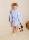 Gingham Contrast Piping Dressing Gown in Blue (2-10yrs) Nightwear  from Pepa London US