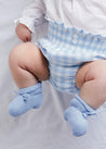 Light Knitted Cotton Baby Booties in Blue Knitted Accessories  from Pepa London US