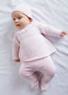 Gentle Openwork Ruffle Collar 3 Piece Knitted Set in Pink (0-6mths) Knitted Sets from Pepa London US