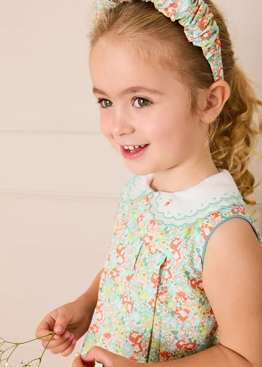 Mabel Floral Layered Scallop Collar Trapeze Dress in Green (12mths- 10yrs) DRESSES from Pepa London US