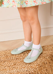 Petal Detail Charlotte Shoes in Mint (21-36EU) Shoes from Pepa London US