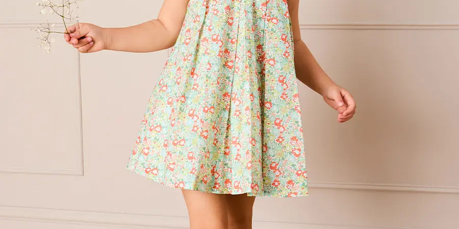 Mabel Floral Layered Scallop Collar Trapeze Dress in Green (12mths- 10yrs) DRESSES from Pepa London US