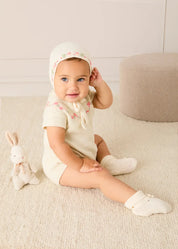 Wildflower Embroidered Knitted Romper in Cream (1-9mths) Rompers from Pepa London US