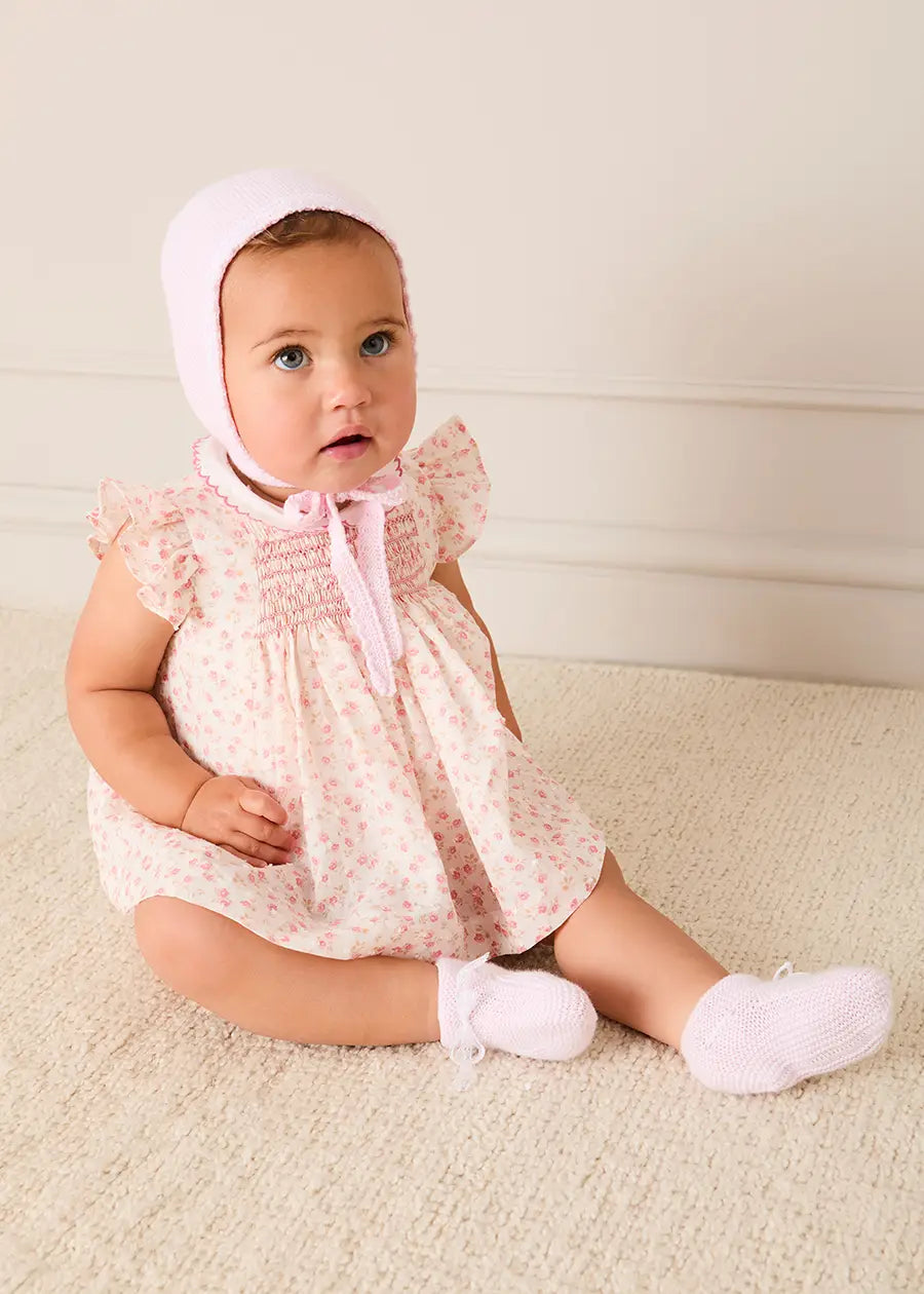 Lace Detail Bonnet in Baby Pink (0-9mths) BONNETS from Pepa London US