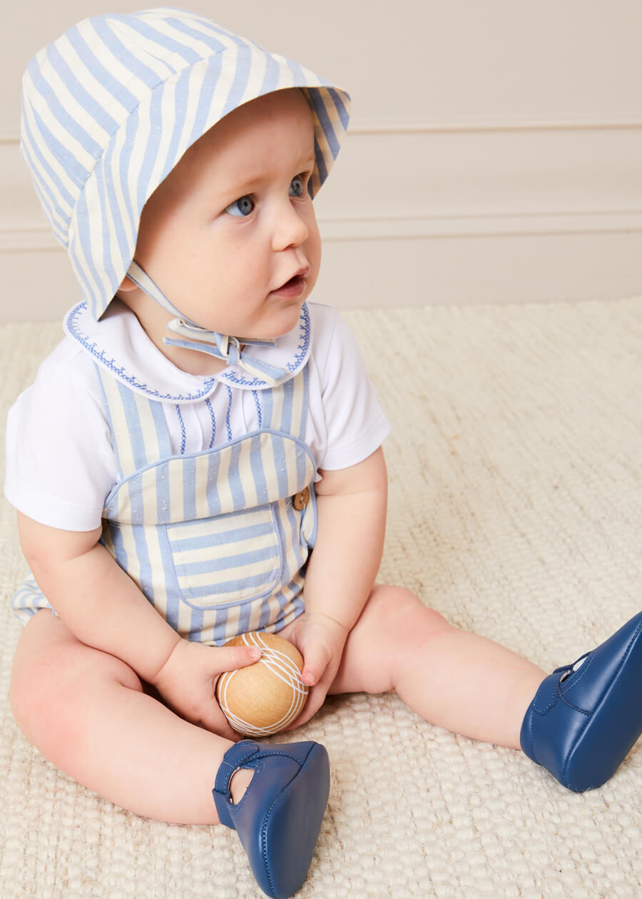 Peter Pan Collar Embroidered Detail Short Sleeve Bodysuit in Blue (1mths-3yrs) TOPS & BODYSUITS from Pepa London US