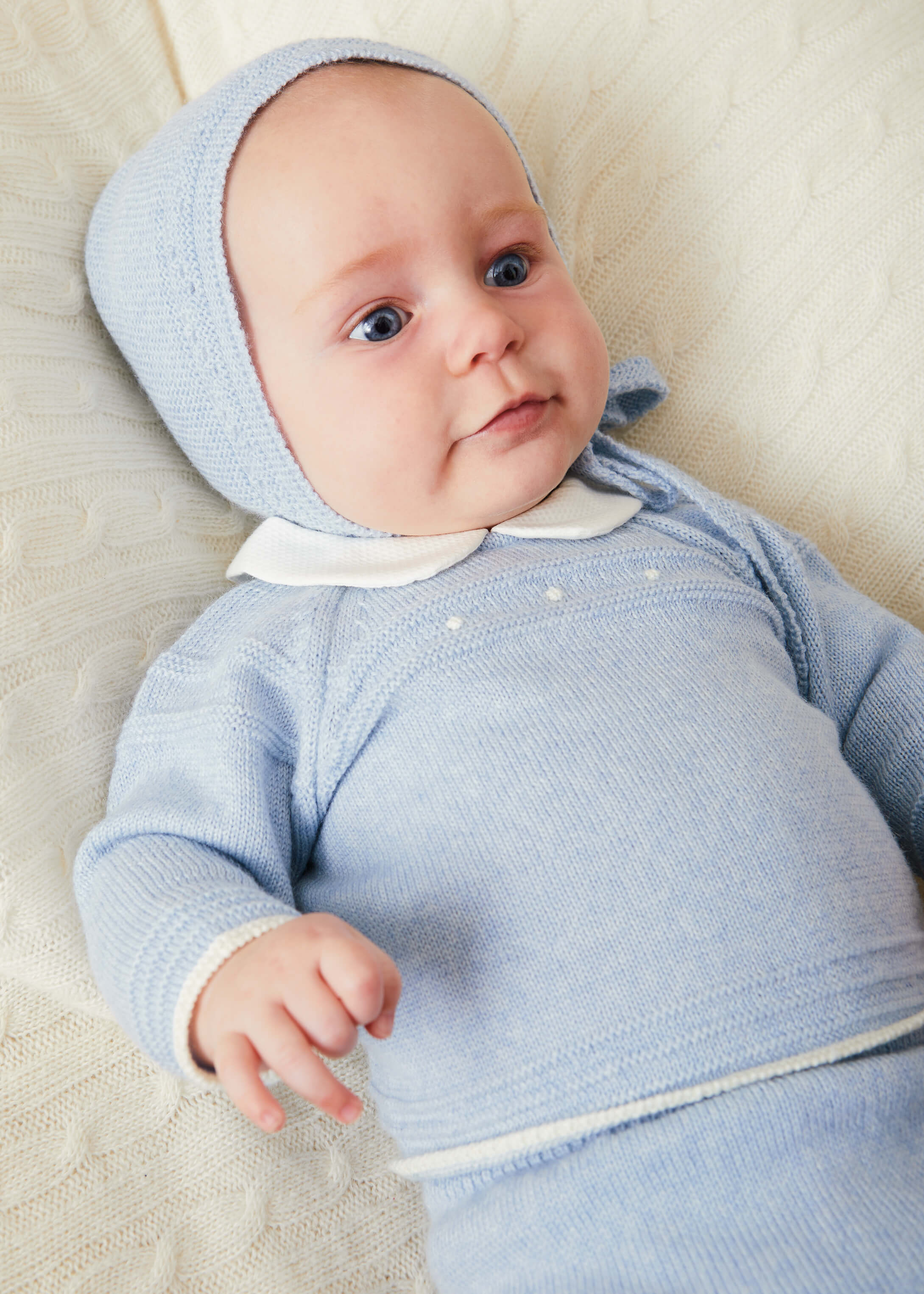 Openwork Bonnet In Blue (S-L) KNITTED ACCESSORIES  from Pepa London US