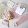 Openwork Contrast Dot Merino Wool Knitted Set in Pink (0-12mths) Knitted Sets  from Pepa London US