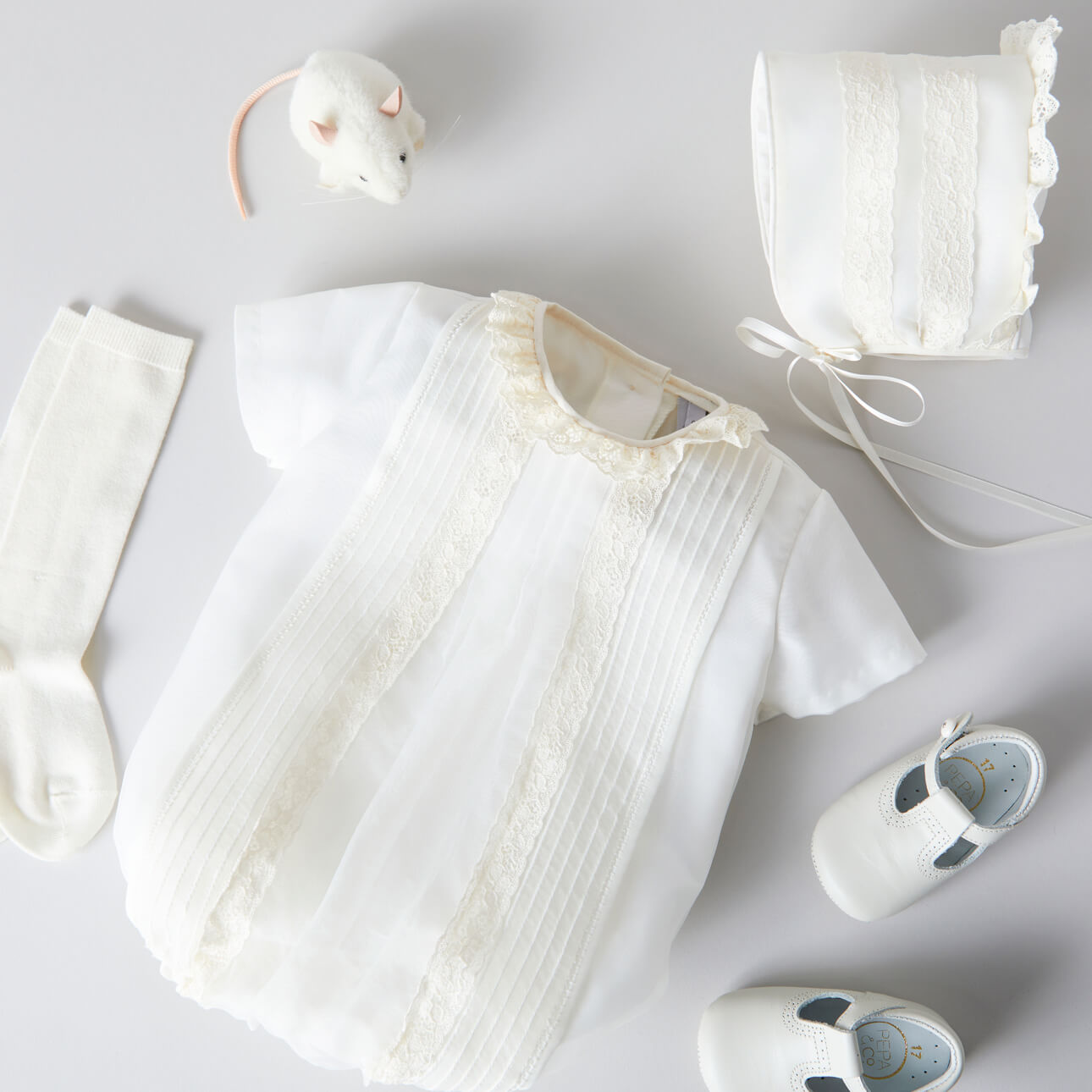 Cap Sleeve Lace Detail Romper in Ivory (3mths-2yrs) ROMPERS from Pepa London