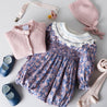 Hand Smocked Long Sleeve Romper in Blue (6mths-2yrs) Rompers from Pepa London US