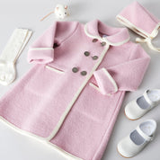 Austrian Double Breasted White Trim Baby Coat in Baby Pink (6mths-4yrs) Coats from Pepa London US