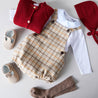Check Print Romper in Beige (6mths-2yrs) Rompers  from Pepa London US