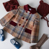 Check Print Jacket with Velvet Collar and Pockets in Brown (12mths-3yrs) Coats  from Pepa London US