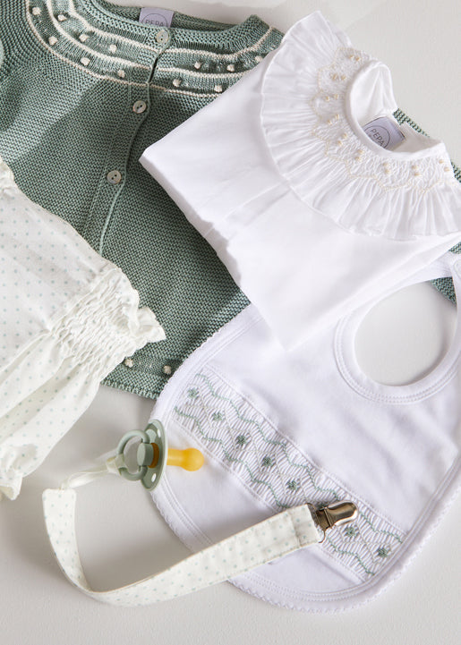 Green Hand Smocked Bib ACCESSORIES from Pepa London US