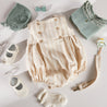 Stripe Button Front Sleeveless Romper in Beige (0-18mths) Rompers  from Pepa London US