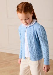 Openwork Cotton Cardigan in Light Blue (2-10yrs) Knitwear from Pepa London US