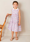 Eloise Floral Scallop Collar Sleeveless Dress in Pink (4-12yrs) DRESSES from Pepa London US