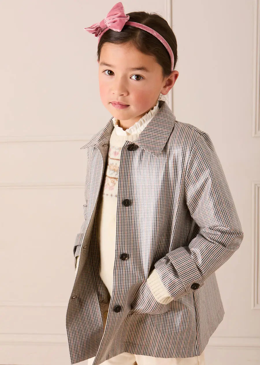 Sloane Check Raincoat with Pockets in Camel (4-10yrs) Coats from Pepa London US