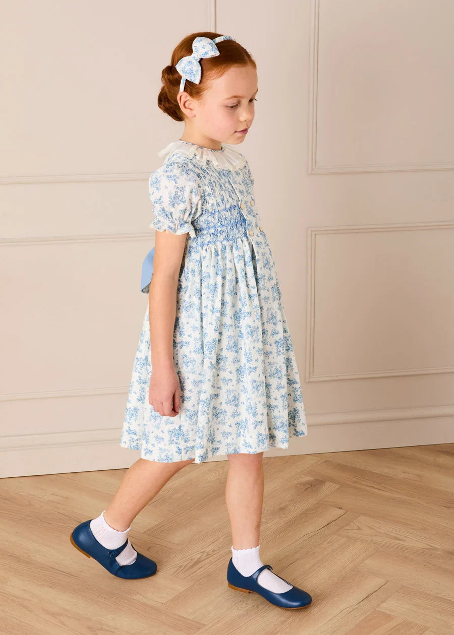 Audrey Toile Medium Bow Hairband in Blue Hair Accessories from Pepa London US