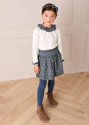 Lydia Floral Detail Long Sleeve Top in Off White (2-10yrs) Tops & Bodysuits from Pepa London US