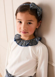 Lydia Floral Detail Long Sleeve Top in Off White (2-10yrs) Tops & Bodysuits from Pepa London US