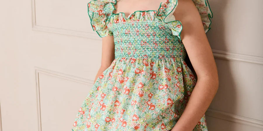 Mabel Floral Blouse in Green (2-12yrs) BLOUSES from Pepa London US