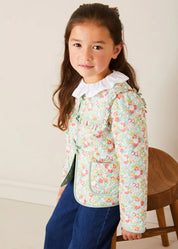 Clementine Floral Quilted Reversible Jacket in Coral (4-12yrs) COATS from Pepa London US