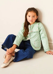 Clementine Floral Quilted Reversible Jacket in Coral (4-12yrs) COATS from Pepa London US
