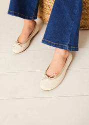 Linen Ballerina Shoes in Ivory (24-36EU) SHOES from Pepa London US
