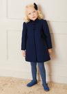 Single Breasted Scallop Detail Coat In Navy (12mths-10yrs) COATS from Pepa London US