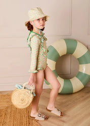 Annie Apple Print Beach Hat in Green (S-L) Accessories from Pepa London US