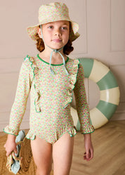 Annie Apple Print Beach Hat in Green (S-L) Accessories from Pepa London US