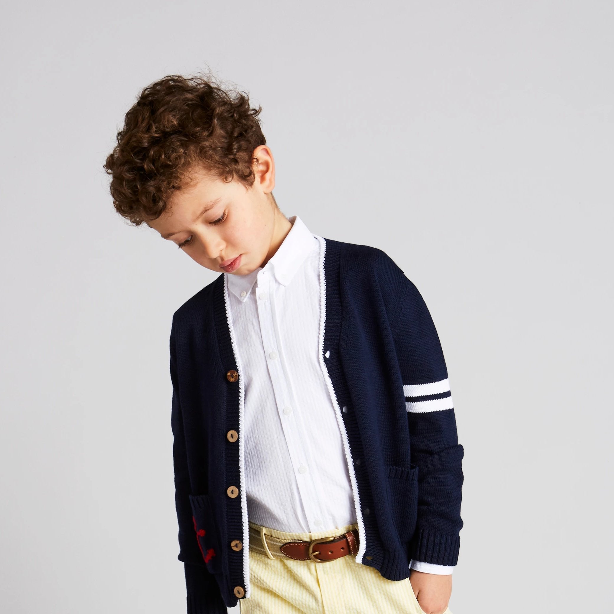 Beige and Ivory Striped Belt BELTS from Pepa London US