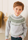 Fair Isle Merino Wool Jumper in Grey (4-10yrs) Knitwear  from Pepa London US