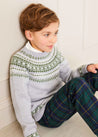 Fair Isle Merino Wool Jumper in Grey (4-10yrs) Knitwear  from Pepa London US