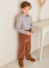 Checked Polo Collar Long Sleeve Shirt In Beige (4-10yrs) SHIRTS  from Pepa London