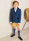 Wool Velvet Collar Blazer in Blue (4-10yrs) Coats  from Pepa London US