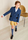 Herringbone Leather Button Shorts in Mustard (4-10yrs) Shorts  from Pepa London