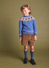 Classic Fair Isle Merino Wool Jumper in Blue (12mths-10yrs) Knitwear  from Pepa London US