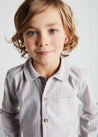 Polo Collar Thin Stripe Long Sleeve Shirt in Red (4-10yrs) Shirts from Pepa London US