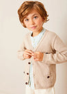 Safari Button Detail Cardigan in Camel (4-10yrs) KNITWEAR from Pepa London US