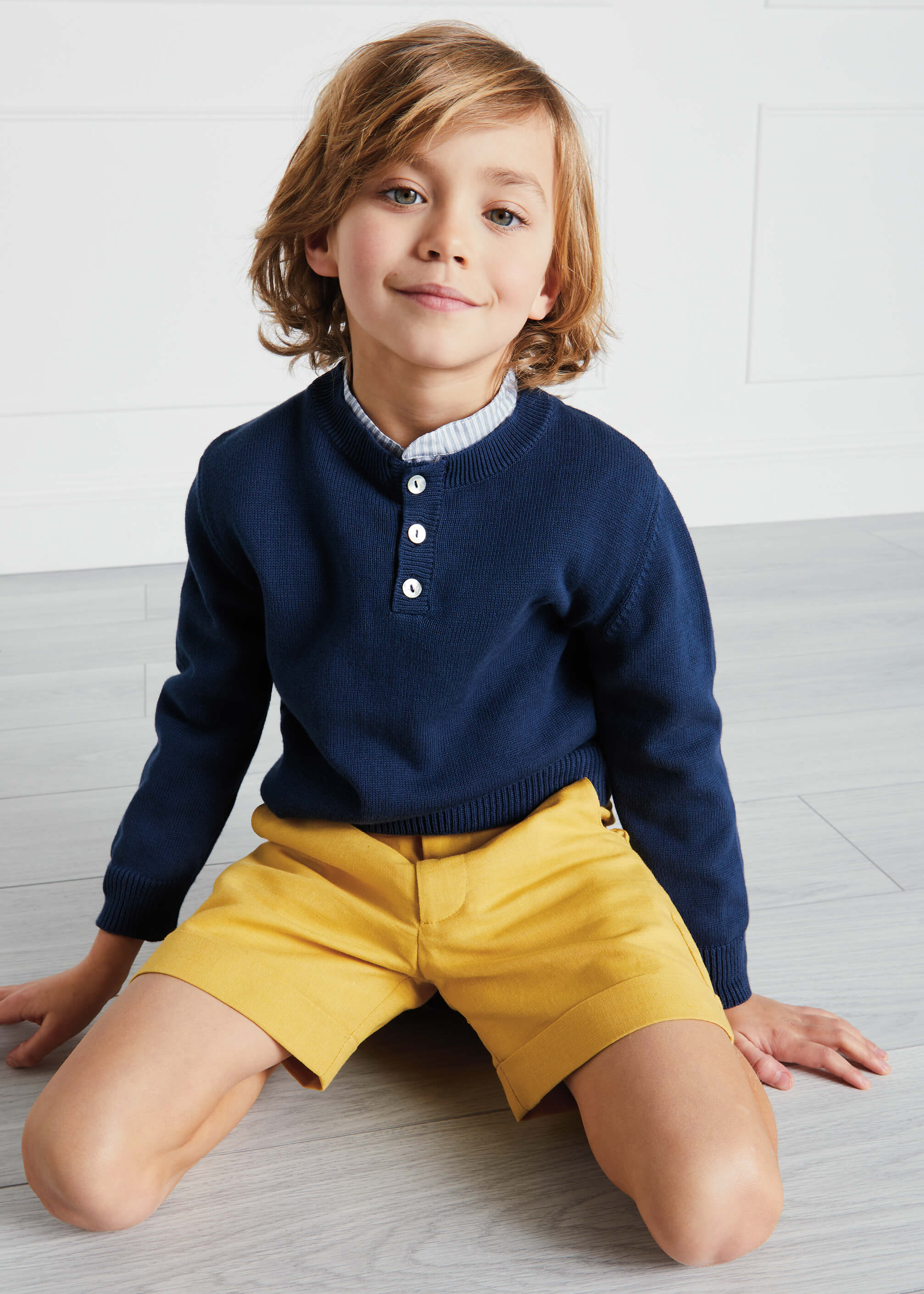 Pocket Detail Shorts With Turn-Ups in Mustard (4-10yrs) Shorts from Pepa London US
