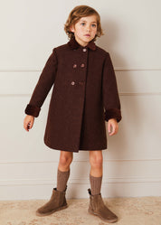 Traditional Double Breasted Coat in Brown (12mths-10yrs) COATS from Pepa London