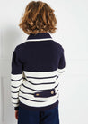 Nautical Knot Motif Stripe Cardigan in Navy (12mths-10yrs) Knitwear  from Pepa London US