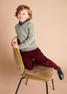 Plain V-Neck Sweater in Sage Green (4-10yrs) Knitwear  from Pepa London US