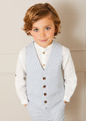 Linen Mao Collar Long Sleeve Shirt in White (12mths-10yrs) Shirts  from Pepa London US