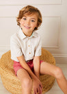 Light Striped Linen Short Sleeve Shirt in Beige (3-10yrs) Shirts  from Pepa London US