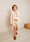 Striped Mao Collar Long Sleeve Shirt in Tangerine (2-10yrs) Shirts  from Pepa London US