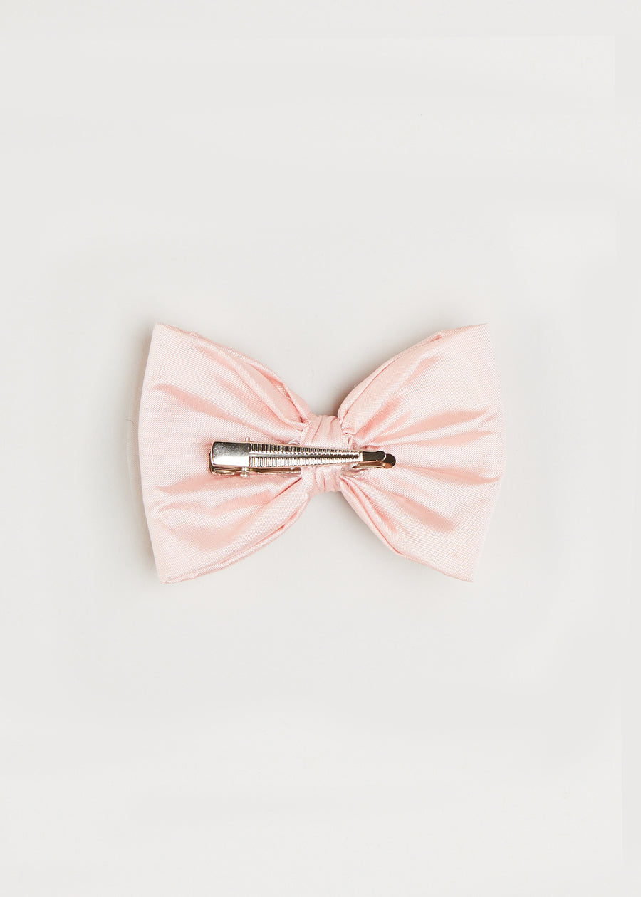 Silk Small Bow Clip in Pink HAIR ACCESSORIES from Pepa London US