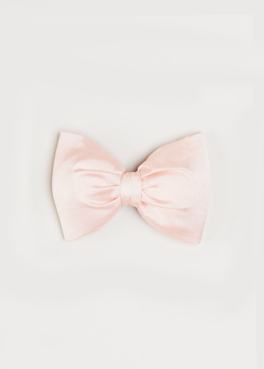 Silk Small Bow Clip in Pink HAIR ACCESSORIES from Pepa London US