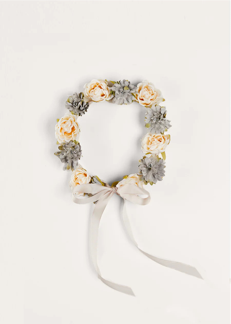 Flower Pearl Detail Crown in Teal HAIR ACCESSORIES from Pepa London US